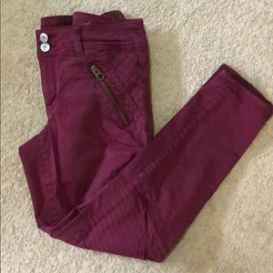 Maroon Moto Pants